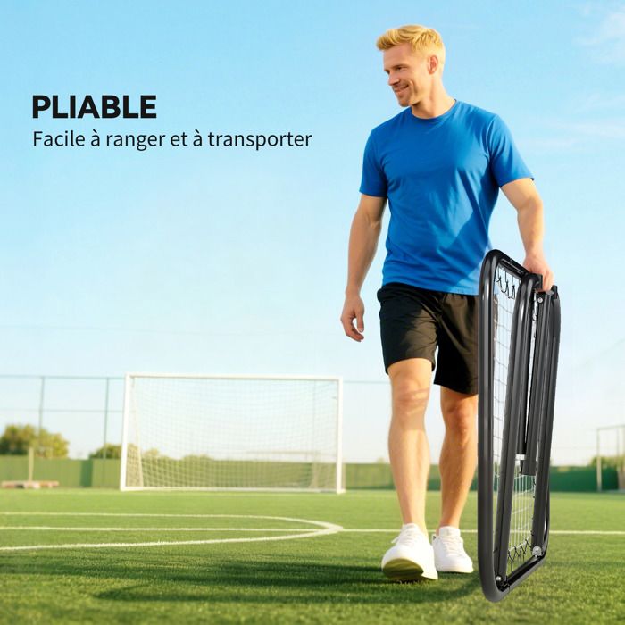 Filet De Rebond Football Double Face 85x85 Cm – 8 Angles Ajustables, Pliable, Cadre Acier, Pour Passes, Tirs, Volées