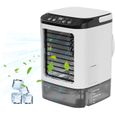 Climatiseur Mobile 4-en-1 Rafraîchisseur d’Air avec Réservoir 0.9L, Humidificateur et Purificateur d'air, 3 Vitesses, 7 Lumières LED