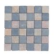 Carrelage de mosaïque-Plaque mosaïque mur et sol en marbre naturel coloris gris et bleu mat - 30 x 30 cm-0