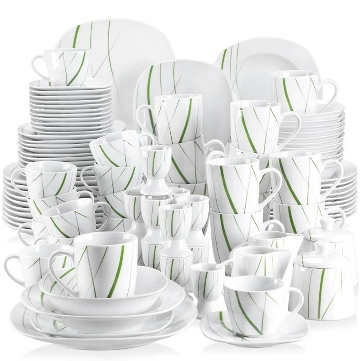 Veweet Serie Aviva Service De Table 100 Pieces En Porcelaine