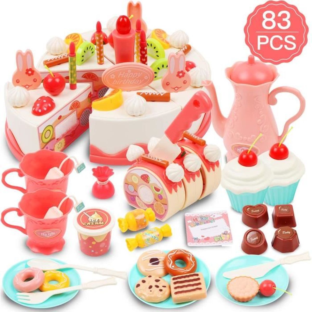 Pieces Gateau Anniversaire Jouet Avec Bougies Fruit Creme Glacee Des Biscuits Dessert Bonbons Et Chocolat Pour Bebe Et Enfants Achat Vente Table Jouet D Activite Cdiscount