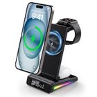 GPFUOEA Chargeur Sans Fil 15W Qi - 3 en 1 pour iPhone Android - Chargeur à Induction pour Ecouteurs et Montres - avec Horloge, Lumière LED