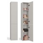 CDF KOMMA - Meuble salle de bain 2 portes beige - 31x30x174 cm - Colonne rangement SDB