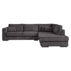 Canapé d'angle droit BELAMI XXL 6 places en velours côtelé - Gris foncé - L303 x P228 x H86cm - LOUNGITUDE