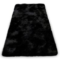 Tapis salon shaggy 100 x 160 cm - descente de lit chambre grande taille tapis poils longs moderne tapid moquette poil long tapi Noir
