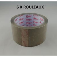 Lot de 6 X Gros Rouleau de Ruban Adhésif Brun Havane 50M x 48mm Emballage Carton