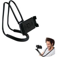 Support de téléphone portable à suspendre au cou, bras long flexible rotatif à 360° pour bureau, lit, vélo et moto (Noir) A69