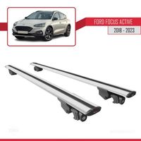 Pour Ford Focus Active 2018-2023 HOOK Barres de Toit Railing Porte-Bagages de voiture Avec verrouillable Alu Gris