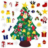 Sapin de Noël Feutre, Arbre de Noël Feutre DIY avec 30 Ornements Noël Cadeaux de Noël pour Enfants Decoration Murales