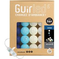 Guirlande lumineuse boules coton LED USB - Veilleuse bébé 2h -  3 intensités - 24 boules 2,4m - Océan