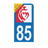 Autocollant Sticker Plaque d'immatriculation Moto 85 Drapeau Vendéen