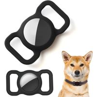 INF Coque AirTag pour collier de chien en silicone Noir   2-pack