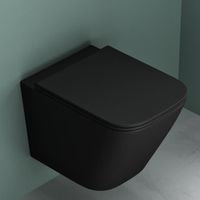 Mai & Mai® Cuvette des Toilettes WC Suspendu sans Bride en Céramique Noir Mat Complet Abattant avec Frein de Chute A112