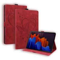 Coque PU Cuir Cover Tablette Housse de Protection Samsung Galaxy Tab S8 Plus - S7 Plus - S7 FE 12.4 inch ,papillon rouge