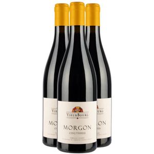 VIN ROUGE Morgon Cinq Terres Rouge 2021 - Lot de 3x75cl - Clos du Vieux Bourg  - Vin AOC Rouge du Beaujolais - Cépage Gamay