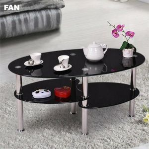 TABLE BASSE Table basse - FAN - Verre renforcé - Noir - Métal - Rectangulaire
