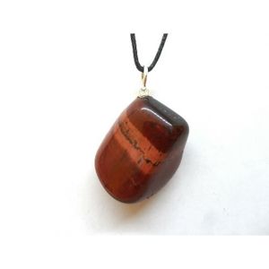 Collier Pendentif en Pierre Oeil de Taureau Goutte 40x20mm