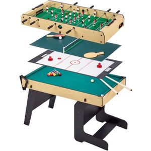 TABLE MULTI-JEUX Table multi jeux pliable adulte - Babyfoot, Billard, Ping Pong, Hockey - KANGUI