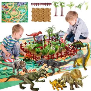ROBOT - ANIMAL ANIMÉ Dinosaure Jouet 58pcs avec Tapis de Jeu, Boite Figurines de Dinosaures Réaliste Cadeau Éducatif pour Enfant