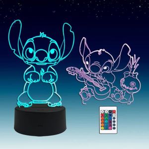 Cartoon Stitch 3D Lampe Chambre Tableau Lumière De Nuit Acrylique Panneau  Usb Câble 7 Couleurs Change Touch AM4980