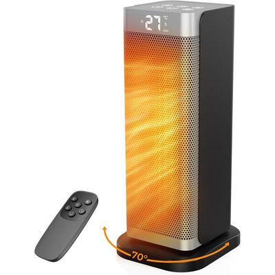 Chauffage D'appoint Céramique 2000W - 4 Niveaux, Télécommande, Oscillation 70°, Sécurité Anti-bascule - Pour Chambre, Bureau