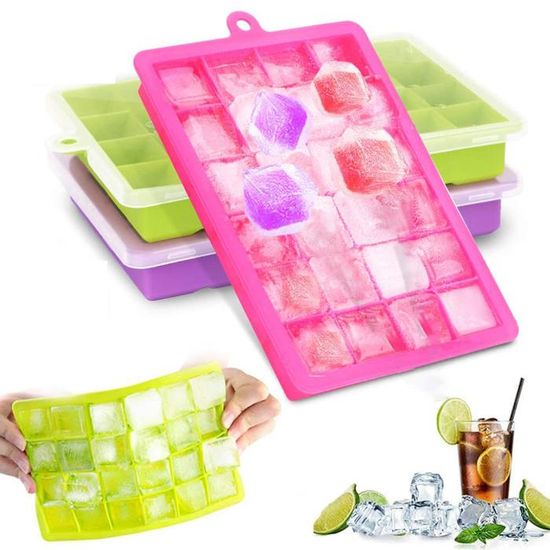 Bac À Glaçons, 75 Grilles, Bac À Glaçons En Silicone Avec Couvercles Bac À Glaçons, 75 Grilles, Bac À Glaçons En Silicone Avec Couvercles