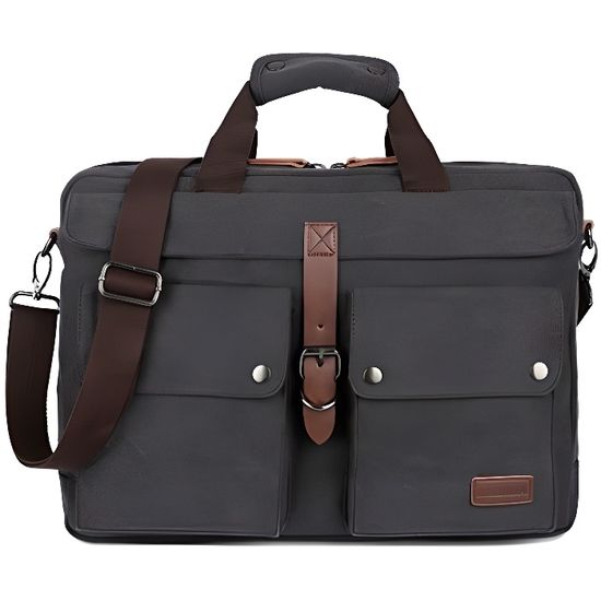 BAOSHA BC-07 Sacoche Ordinateur Portable 17 pouces Homme Vintage Sac Bandoulière en Toile pour Travail et Scolaire (No BSBCY0