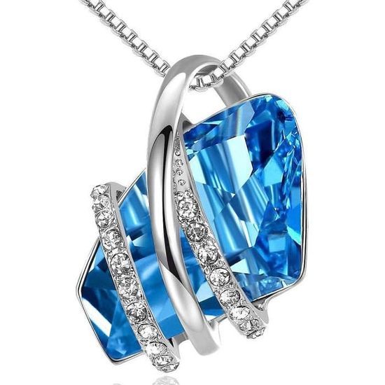 Collier Pendentif Le Bijou Français - Or 18K Plaqué, Aigue-marine Et Améthyste - Neuf Avec étiquettes
