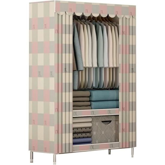 Grand Tissu Toile, Armoire Chambre avec Hanging Rail Vêtements