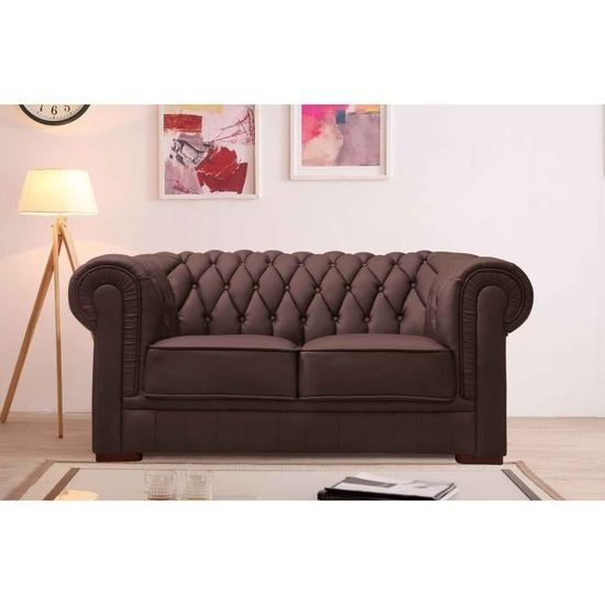 Canapé 2 Places En Cuir Marron Charisma, Longueur 150 Cm, Moderne Et Confortable