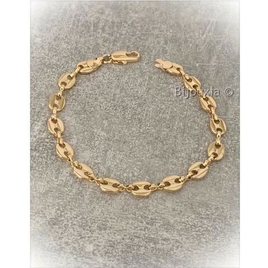 Bracelet Alternance Grain de Café 21CM En Plaqué Or 18 carats MIXTE