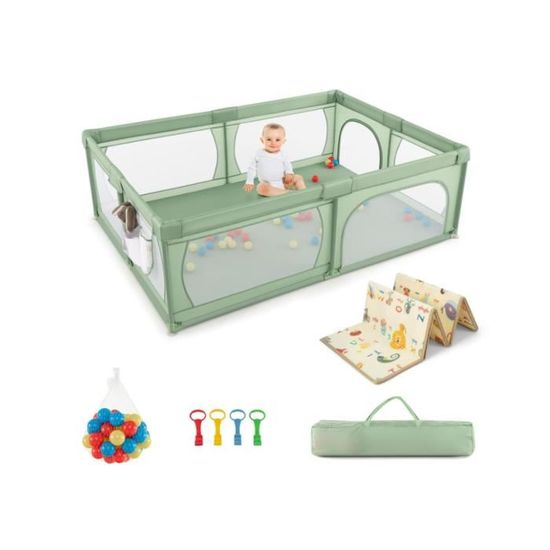 Parc Pour Bébé, Avec Barrières Solides, Tapis XPE, Sac De Rangeme, Parc De Jeu Pour Bébé Robuste