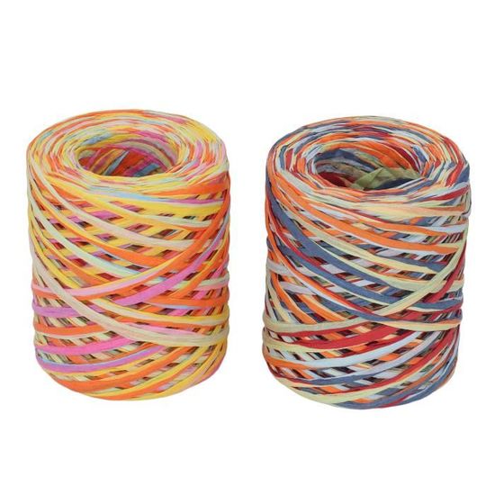 3 Rouleaux Corde En Papier Raphia Naturel – 200 M Chacun – Vert, Blanc, Brun – Idéal Emballage Cadeaux, Bricolage & Déco