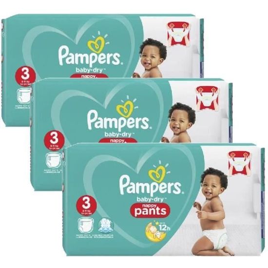 Pampers - 286 couches bébé Taille 3 baby dry pants
