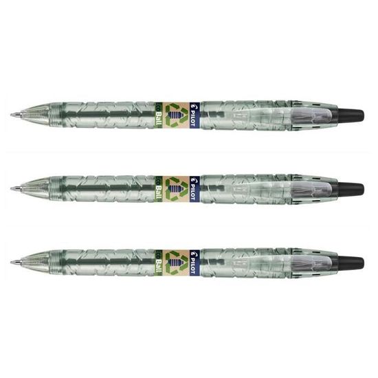 Stylos à Bille Pilot Acroball Begreen - Lot De 3 - Pointe Moyenne - En Plastique Recyclé, Rechargeable