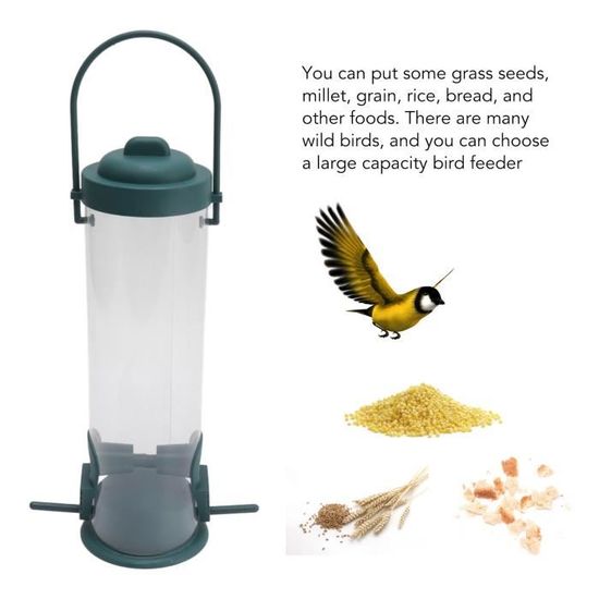 Pwshymi - Mangeoire à oiseaux 2 Set Bird Tube Feeder Plastic Transparent  Hanging Finch Feeder Décoration de Jardin animalerie soin - Cdiscount