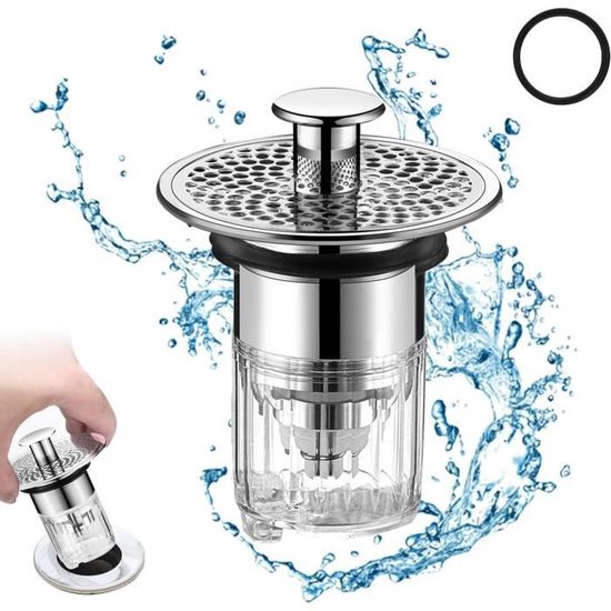 Miawtro 2 Pièces Bouchon Lavabo Pop-up 30-40mm Avec Tamis Anti-Cheveux - Filtre Évier Cuisine Salle De Bain