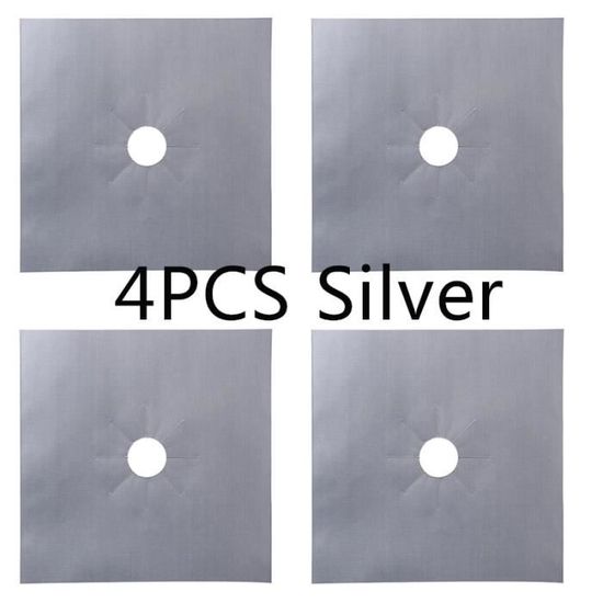 4pcs Silver -1-4 unités Couverture pour cuisinière à gaz,tapis de protection,accessoire de cuisine pour protéger les fourneaux