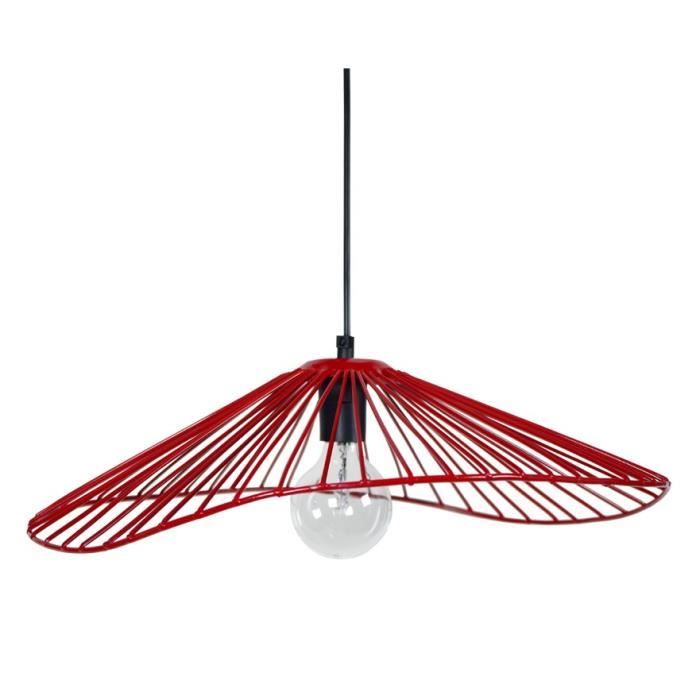TOSEL Suspension 1 lumière - luminaire intérieur - acier rouge - Style inspiration nordique - H70cm L50cm P44cm