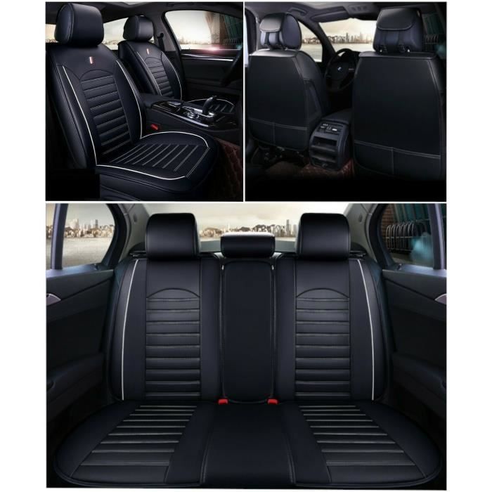 Housses Couvre Siège Jeu Complet En Cuir Noir Blanc Pour Citroën C3 C4 Picasso DS3
