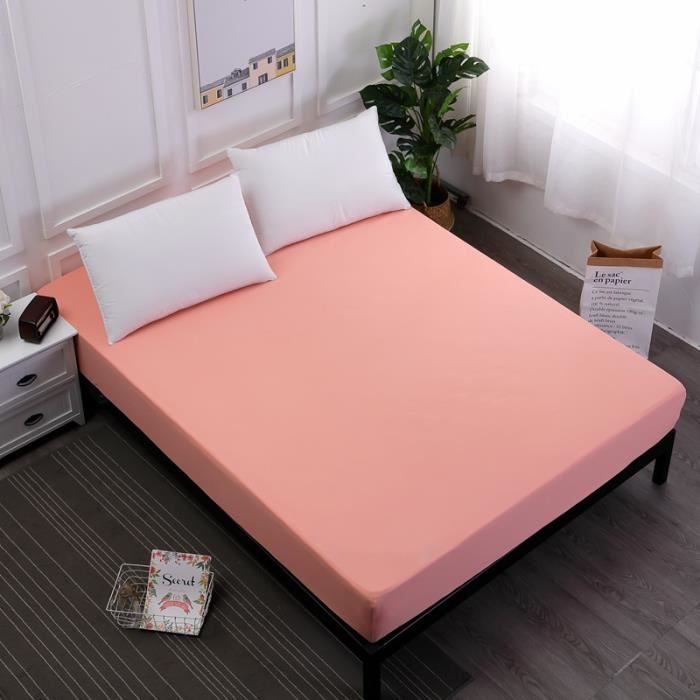 Drap Housse Couleur Unie 160 X 200 X 25 CM Rouge corail