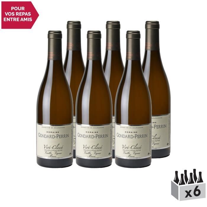 Viré-Clessé Vieilles Vignes Blanc 2018 - Lot de 6x75cl - Domaine Gondard Perrin - Vin AOC Blanc de Bourgogne - Cépage Chardonnay