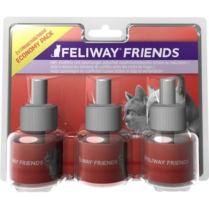 Feliway Friends Recharges 48 ml x 3 diffuseur bien-être les chats pour 30 jours x 3