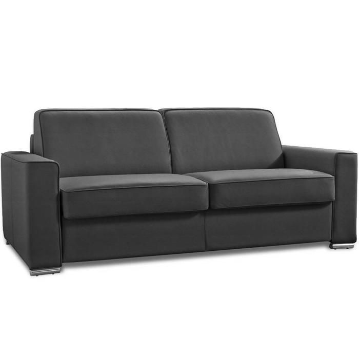 Canapé convertible 2-3 places EXCELLENCE 120 cm sommier lattes microfibre graphite matelas MEMORY 18 cm inclus gris Tissu Inside75