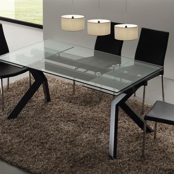 Table en verre extensible taupe design AURELIA Noir