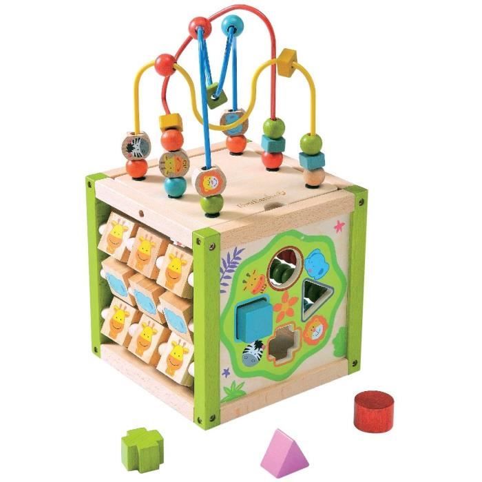 Jouets d'activité et de développement Everearth - EE32695 - Jouet de Premier Age - Mon Premier Cube d'activité en Bois F 143021