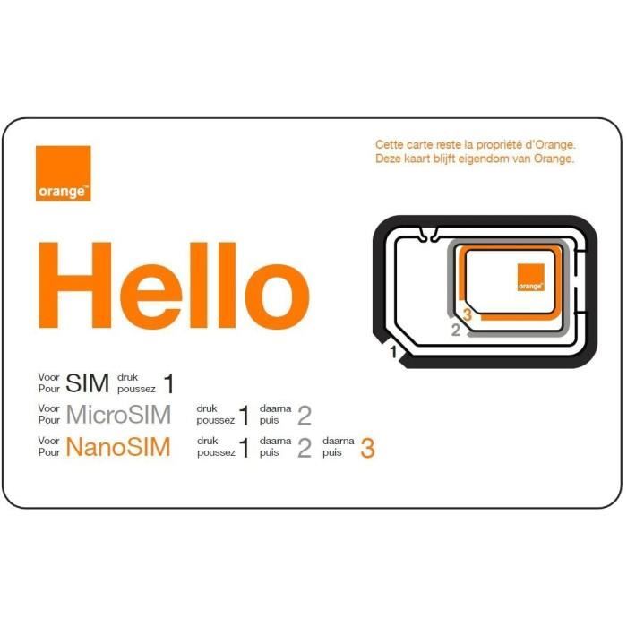 MOBICARTE ORANGE SIM CLASSIQUE ET MICRO SIM