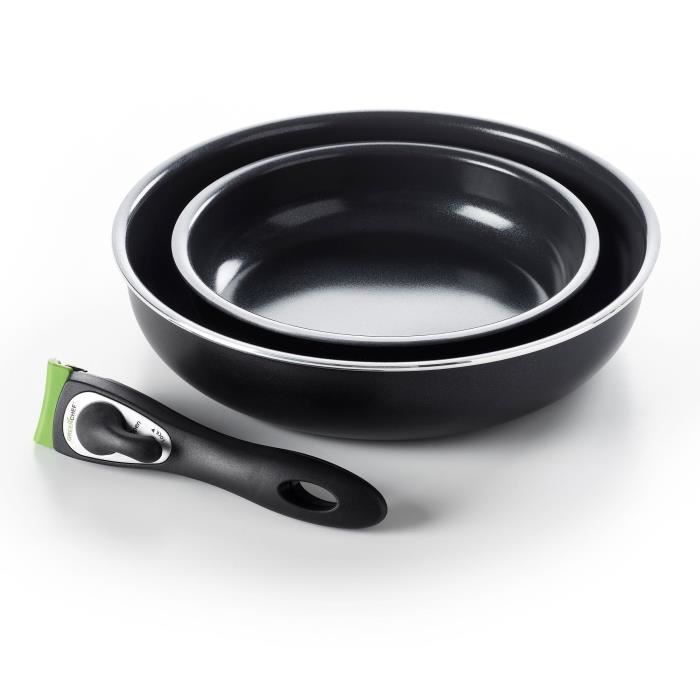 GREENCHEF Clickpan Magneto Diamond Black Lot de 2 poêles - Ø 20/26 cm + Poignée