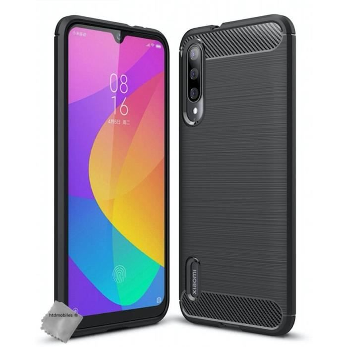 Coque silicone gel carbone pour Xiaomi Mi A3 + film ecran - NOIR