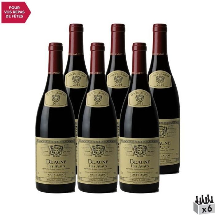 Beaune 1er Cru Les Avaux Rouge 2015 - Lot de 6x75cl - Louis Jadot - Vin AOC Rouge de Bourgogne - Cépage Pinot Noir